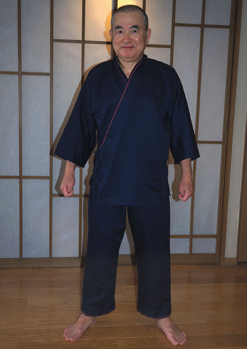 作務衣姿の和田義男(70歳11ヶ月) 2018年2月吉日