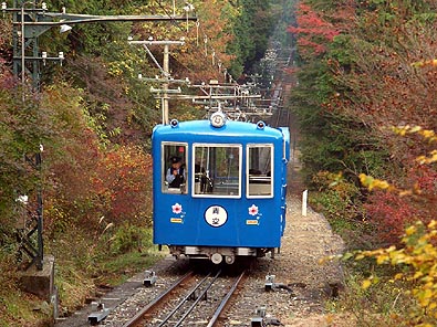 三岳登山鉄道のケーブルカー(青空)
