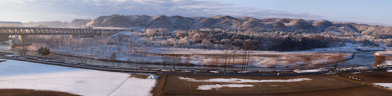 多摩川の雪景色