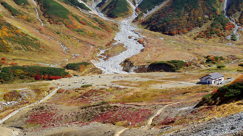 紅葉の雷鳥沢野営場