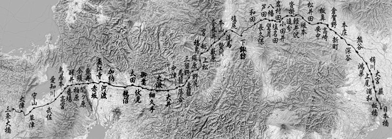 内陸部を通る中山道