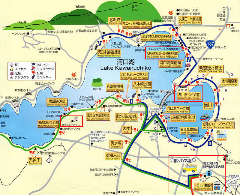 河口湖周辺マップ
