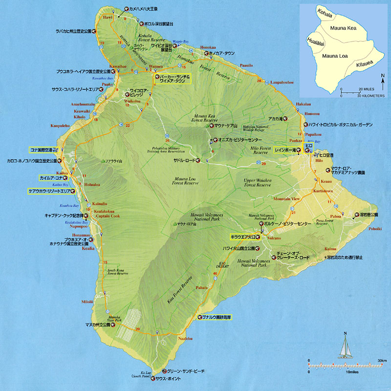 ハワイ島の地図