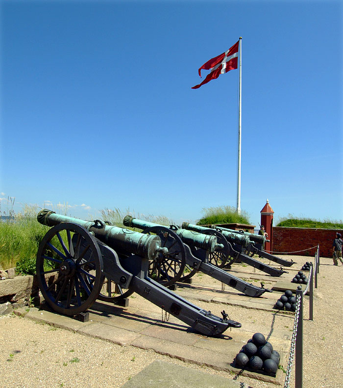 エーレ海峡に向けて並べられている大砲