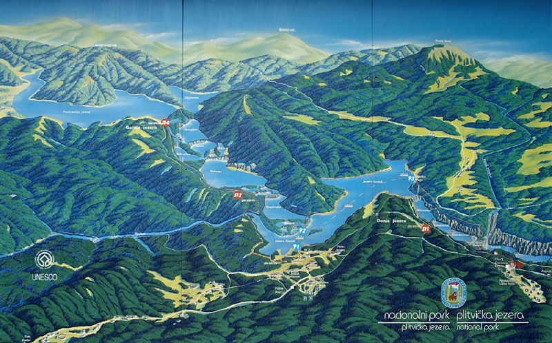 国立公園プリトヴィツェ湖鳥瞰図