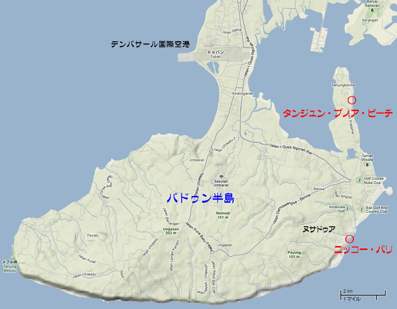 タンジュン・ブノア・ビーチの位置