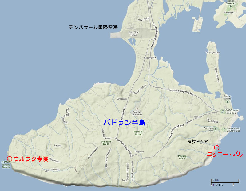 ウルワツ寺院の位置