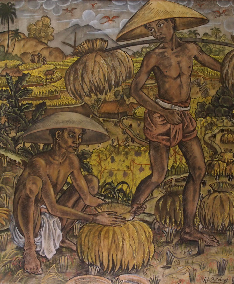 稲の収穫 RICE HARVEST by Anak Agung Gede Sobrat in 1954