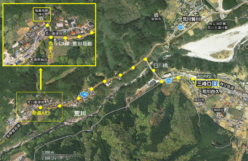 猪鼻（いのはな）熊野神社へのアクセス（バス５分・徒歩15分）