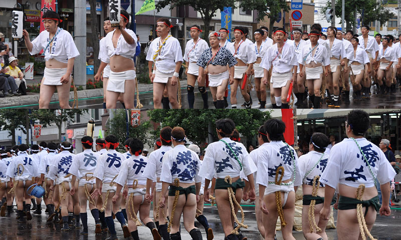 山笠会場に入場する褌衆