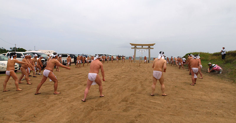 海辺にふさわしい櫓漕運動
