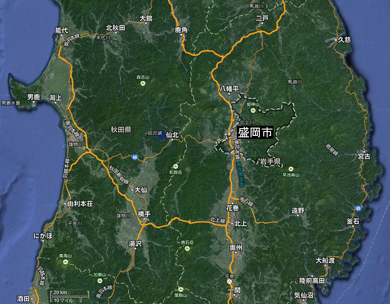 岩手県盛岡市の位置