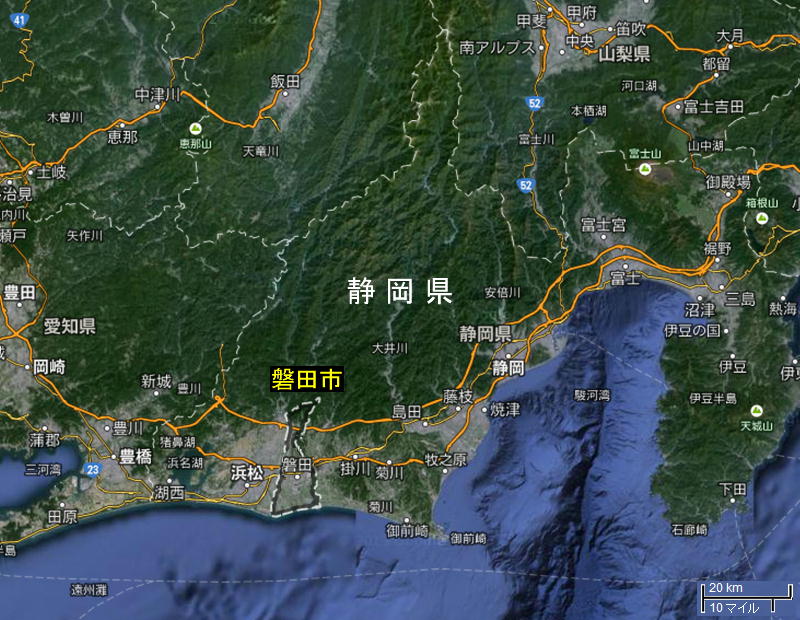 静岡県磐田市の衛星画像1/2