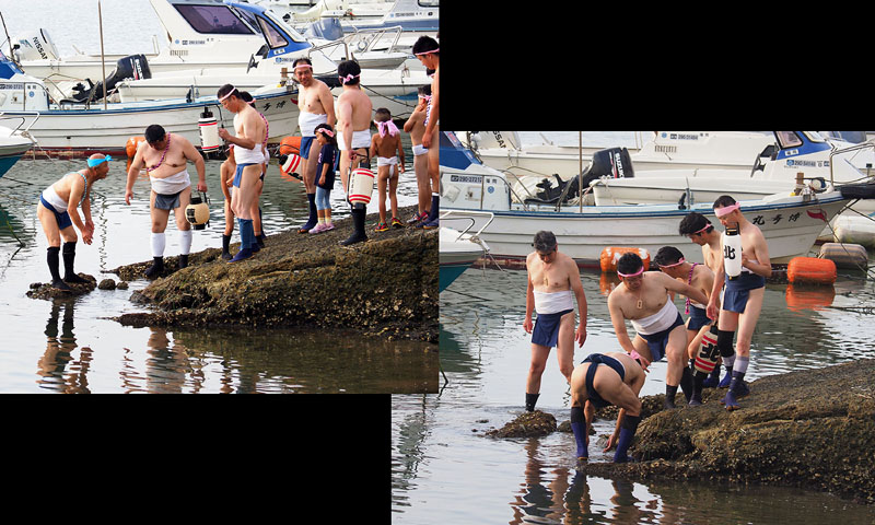 各々が海水に触れて体を清める