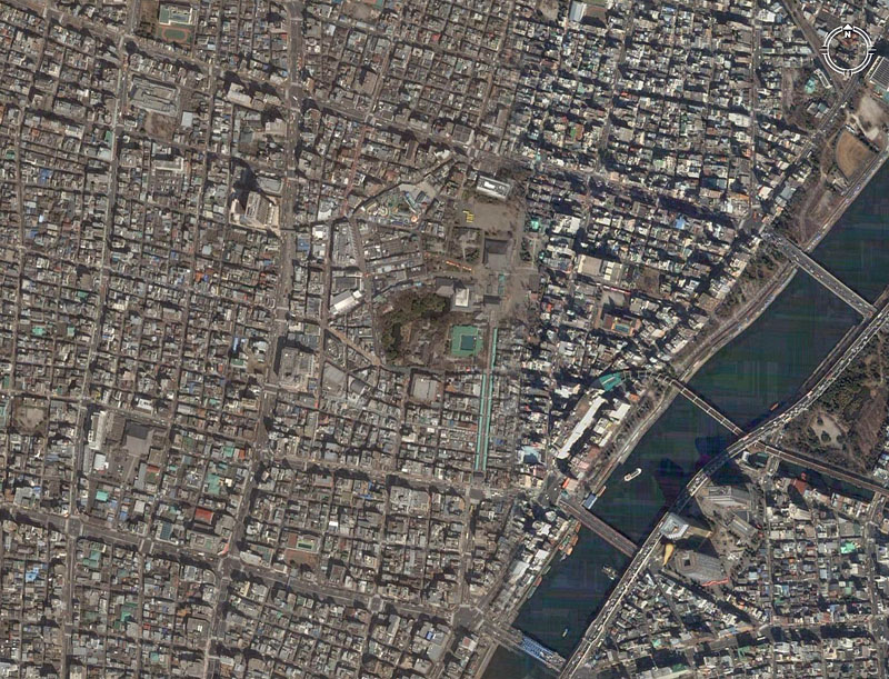 浅草寺付近の鳥瞰図