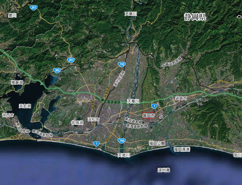 静岡県磐田市の衛星画像