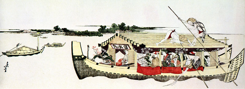 富本丸船中/画狂人北斎画