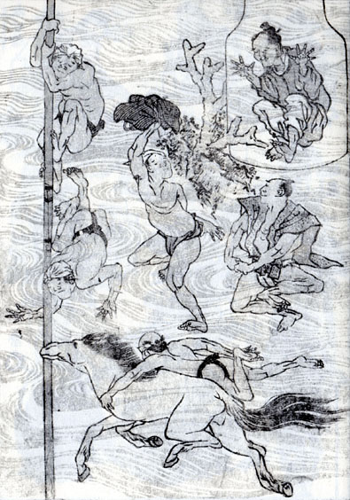 北斎漫画 四編 浮腹巻(左)