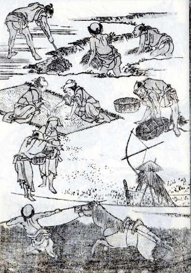 北斎漫画 三編 農作業(左)