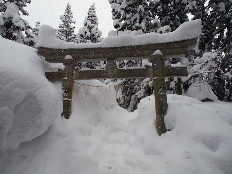 屈んで通る里宮の石鳥居 11:15
